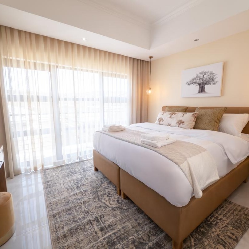 Luxury bedroom at Khibika with panoramic views