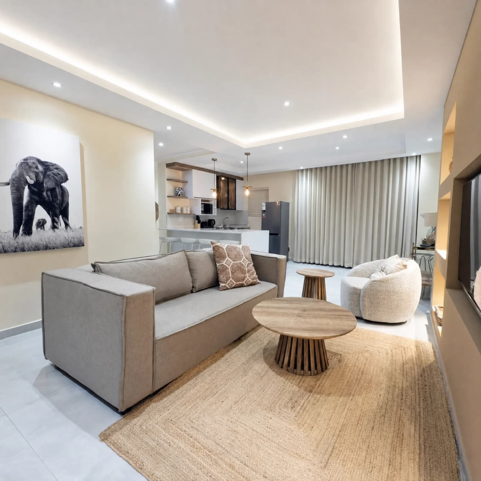 Wide spacious and open plan living area
