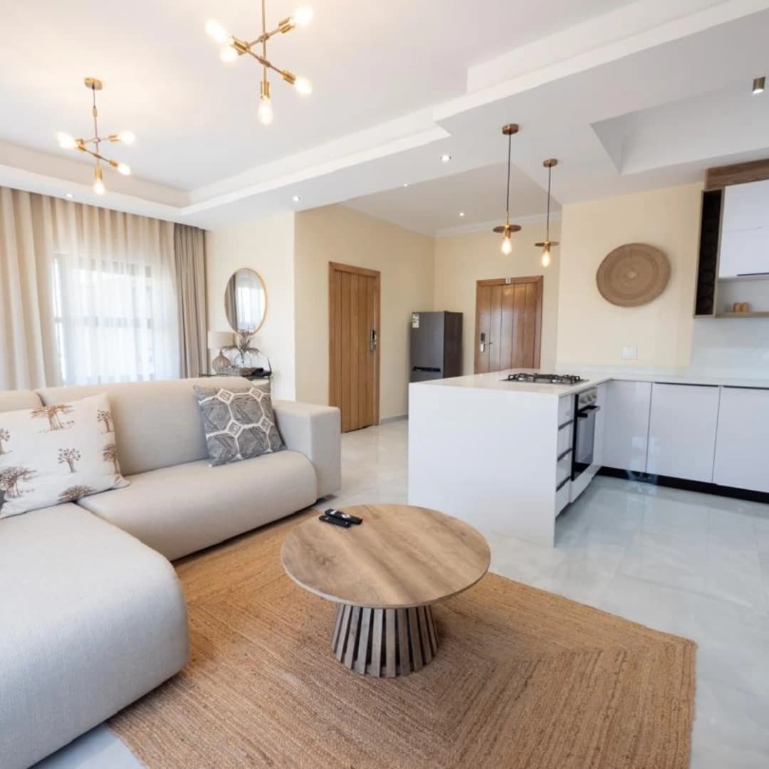 Open-concept living room with modern fixtures